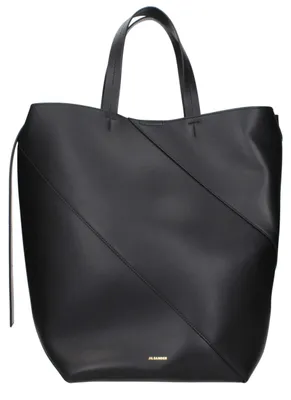 Produktbild von Jil Sander Ledertasche schwarz, Schulterriemen und Doppelhenkel