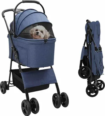 Obrázok produktu pre Skladaný kočík pre domáce zvieratá Modrá 81 x 47 x 99 cm