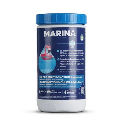 Productafbeelding van Chloortabletten 5-in-1, 60 stuks à 20 gram – Pool Multitabs, 1,2 kg, voor desinfectie, algcontrole, geschikt voor zwembaden en whirlpools van 2-25 m³