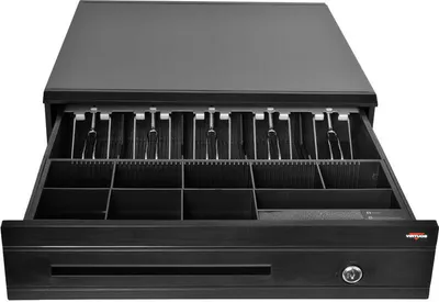 Obrázek produktu pro Pokladní zásuvka C425C - s kabelem, kovové držáky, 9-24V, černá