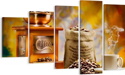 Produktbild von Bild auf Leinwand - Leinwandbild - Kaffee Körner Mühle Tasse - 100x60cm - Wand Bild - Wanddeko - Leinwanddruck - Bilder - Kunstdruck - Wanddekoration - Leinwand bilder - Wandkunst - EG100x60-2592