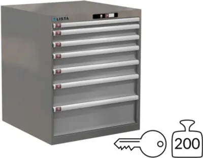 Produktbild von Lista Schubladenschrank - 78.642.521 - 850x717x725 mm (HxBxT) - 7 Schubladen - 200 kg - Key Lock - NCS S 6502-B/RAL 7035