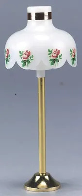 Produktbild von Stehlampe Messingfuß für Puppenhaus, Schirm mit Blume