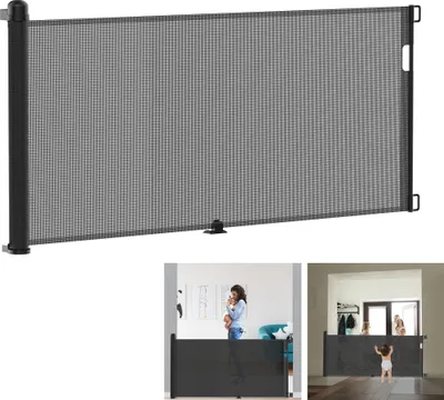 Produktbild von XMTECH bezpečnostná roletka na dvere Výsuvná 0-300 cm ochranná roletka na schody Dverová mriežka Bezpečnostná brána na schody Ochranná mriežka pre dieťa Čierna