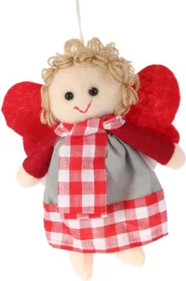 Zdjęcie produktu dla Ozdoba bożonarodzeniowa zawieszka ANIOŁEK  z materiału 15 cm CZERWONA