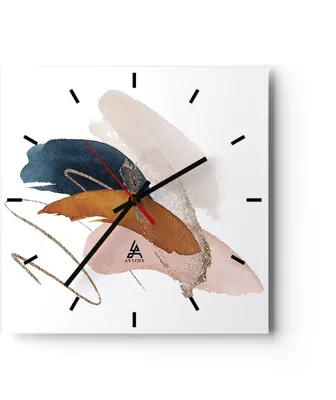 Produktbild von Wanduhr - Quadrat - Glasuhr - Die Farben Abstraktion Stück - 30x30cm - Schleichendes Uhrwerk - Lautlos - zum Aufhängen bereit - Dekoration Modern - Wanddekoration aus Glas - C3AC30x30-5100