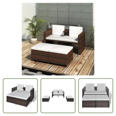 Produktbild von The Living Store 4-tlg. Garten-Lounge-Set mit Kissen Poly Rattan Braun