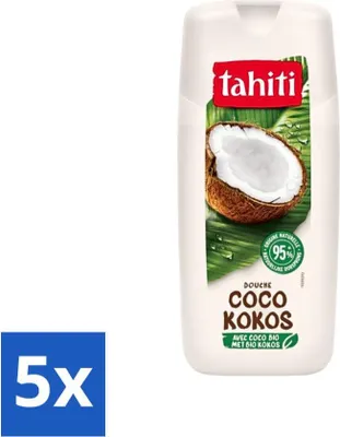 Produktbild von Tahiti Duschgel – Bio-Kokosnuss – 100 % vegan – 300 ml - Vorteilspack - 5 Stücke