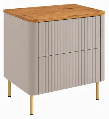 Produktbild von Badezimmerschrank 60, Kaschmir, Platte Craft-Eiche, Beine gold, 60,8 x 44,2 x 65 cm, KI-generiertes Bild