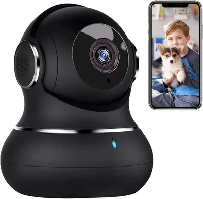 Image de Caméra intelligente, caméra de surveillance intérieure 2K avec suivi de mouvement à 360° et vision nocturne