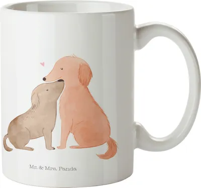 Produktbild von Mr. & Mrs. Panda Tasse Hunde Liebe - Weiß - Geschenk, Herz, Kaffeebecher, Kaffeetasse, Hund, schöne, Trinkbecher, Vertrauen, Kuscheln, Sprüche, Becher