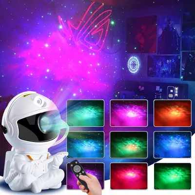Zdjęcie produktu dla Dziecięca lampka nocna astronauta LED gwieździste niebo lampka projektor gwieździste niebo lampka projektor lampka nocna dekoracja pokoju dziecięcego, astronauta z gitarą, biała