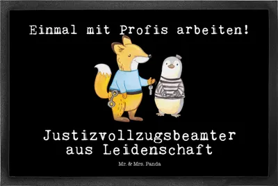 Produktbild von Mr. & Mrs. Panda Fußabstreifer Justizvollzugsbeamter Leidenschaft 40 x 60 cm - Schwarz - Geschenk, Schmutzfangmatte, Fußabtreter, fußmatte, Lustig, Spruch, Türvorleger