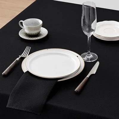 Obrázok produktu pre Čierny okrúhly obrus s priemerom 140 cm, polyester, pre 4 osoby, prateľný