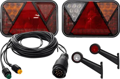 Produktbild von FRISTOM Beleuchtungsset Anhänger FT-270 LED Rückleuchten 12 V und HORPOL HOR 69 Markierungsleuchten mit MANTES Kabelbaum 5,5 m 13-polig für Anhänger