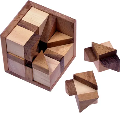 Zdjęcie produktu dla Octagon - kostka 3D z siatką | Gra logiczna z 8 kostkami w drewnianej ramce