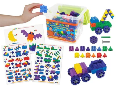 Obrázok produktu pre Morphun 12 vozidiel, 140 dielov, dúha – stavebnicová hračka (plast, 7 farieb, 12 modelov, návod vo formáte A3 v mierke 1:1, prepravná krabica) – od 3 rokov,  CE a EN-71