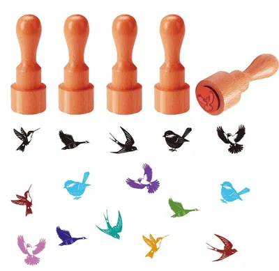 5 Vogel-Motiv Mini-Stempel, Holz-Rubber-Stempel für Scrapbooking