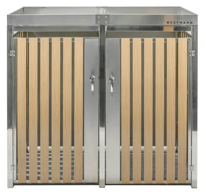 Obrázek produktu pro Westmann box na odpadky Planta nerezový box na odpadky 2x240 l se stříškou na květináč stříbrný 84x134x124 cm