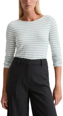 Productafbeelding van Marc O'Polo dameslangarmshirt van biologische katoen met een bateau-hals