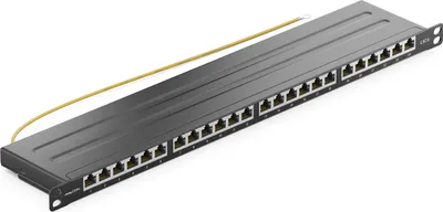 Produktbild von deleyCON CAT 6 0,5 HE Patchpanel Mini Verteilerfeld 24 Port - Desktop 19" Zoll Rackeinbau Servermontage RJ45 geschirmt TIA568A TIA568B RAL 9005 Schwarz