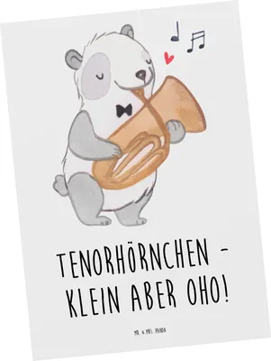 Produktbild von Mr. & Mrs. Panda Postkarte Tenorhörnchen Magie - Weiß - Geschenk, Brassband, Instrument lernen, Blaskapelle, Blasorchester, Tenorhorn, Musiker, Ansichtskarten, bildkarte