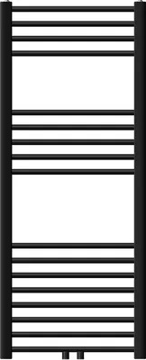 Produktbild von LuxeBath Badheizkörper Sahara, 500x1200 mm, Schwarz, gebogen mit Mittelanschluss, ohne Heizstab
