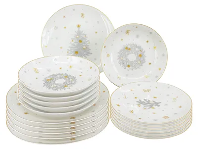 Immagine prodotto di Set di piatti da 18 pezzi Silver Koleda, argento/oro, Natale