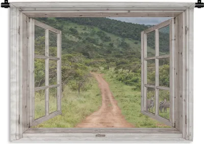 Produktbild von MuchoWow® Wandteppich Wandbehang Durchsichtig - Safari - Zebra 60x45 cm Tapisserie Dekoration Wandtuch - Das Schlafzimmer