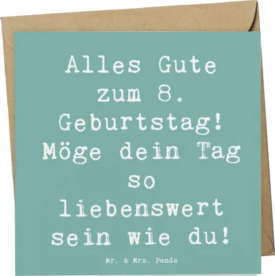 Produktbild von Mr. & Mrs. Panda Grußkarte Spruch 8. Geburtstag - Meeresbrise - Geschenk, doppelkarte, faltkarte, herzerwärmend, Glückwunschkarte, Meilenstein, Happy Birthday, Freude