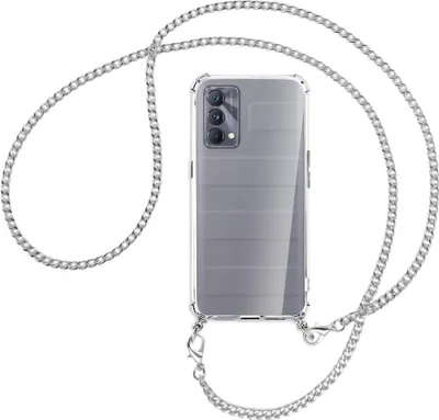 Produktbild von Handykette Backcover-Schutzhülle mit Band (Metall silberfarben) für Realme GT Master Edition - silberfarbene Kette