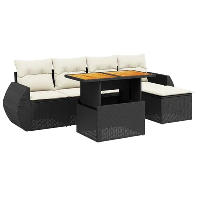 Produktbild von vidaXL 6-tlg. Garten-Sofagarnitur mit Kissen Schwarz Poly Rattan