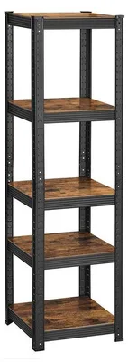 Produktbild von Lagerregal mit 5 Böden, robust, Vintage-Braun-Schwarz, 150 x 37 x 37 cm