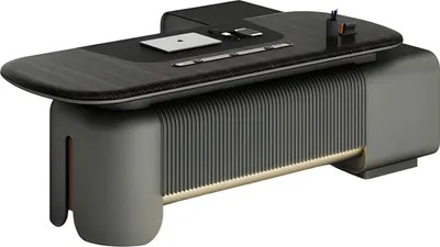 Produktbild von Modern Schreibtisch Elegantes Design Schwarze Tischplatte Beleuchtung Details