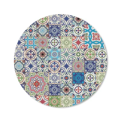 Produktbild von MuchoWow® Mauspad Mousepad Blumen - Muster - Grün - Blau 40x40 cm - Mousepads - Maus Mat - Pad - Mausunterlage - Schreibtisch Accessoires