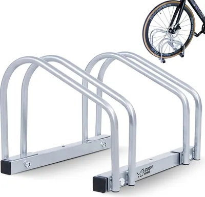 Produktbild von Fahrradständer für 2 Fahrräder - Eisen Fahrradhalter - Reifenbreiten bis 55 mm - 40 x 32 x 26 cm