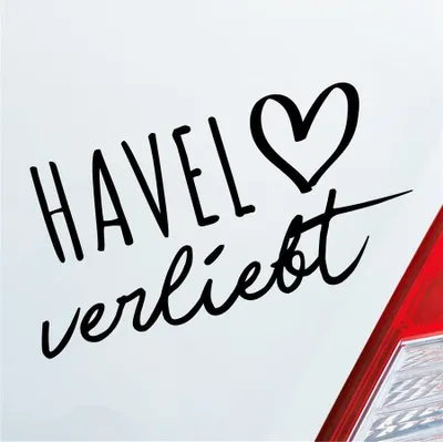 Produktbild von Auto Aufkleber Havel verliebt Herz Fluss Wasser Water Liebe Car 19x10 cm Schwarz Matt Sticker Heckscheibenaufkleber