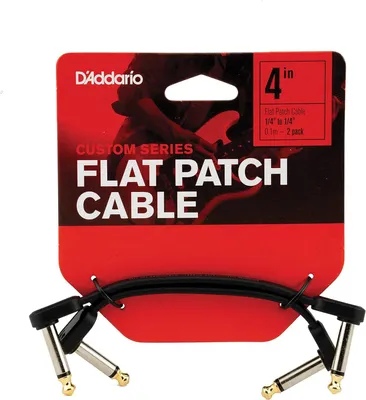 Produktbild von D'Addario Accessories Gitarrenkabel – Gitarren-Patchkabel – Instrumentenkabel – Gitarrenzubehör – flaches Patchkabel – 101,6 mm – rechtwinklig – 2 Stück