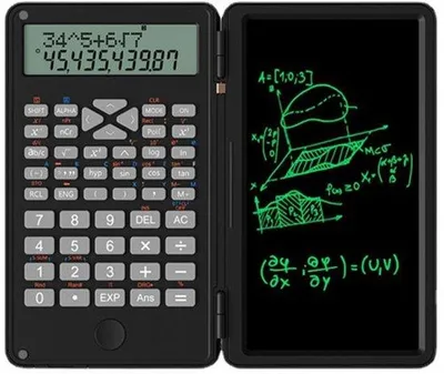 Productafbeelding van Elektronische rekenmachines - 2-in-1 LCD-rekenmachine met notitieblok - Professionele rekenmachines voor kantoor, thuis, school en universiteit (zwart)