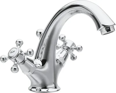 A chrome faucet on a white background.