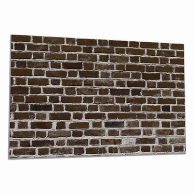 Produktbild von Wallario Herdabdeckplatte aus Glas, Größe 80 x 52 cm 2-teilig, Motiv Ziegelsteinwand in braun - Backsteine