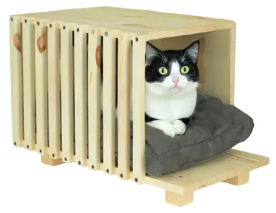 Produktbild von Katzenbett in natur mit Kissen Katzenhöhle 50x30x34cm