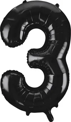 Image de Ballon en plastique XL chiffre 3 noir