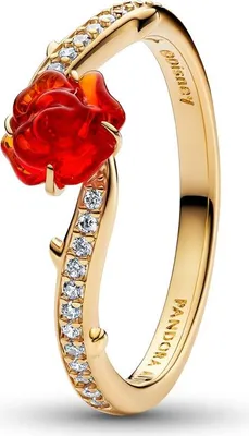 Image de PANDORA Disney Bague pour femme La Belle et la Bête, dorée à l'or fin
