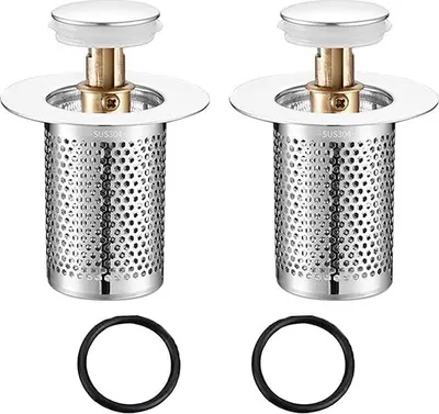 Produktbild von Badezimmer Waschbecken Edelstahl Boden Ablauffilter, verbesserte Waschbecken Bounce Kern Drainage Filter Anti Verstopfung Ablaufkollektor (2PCS)