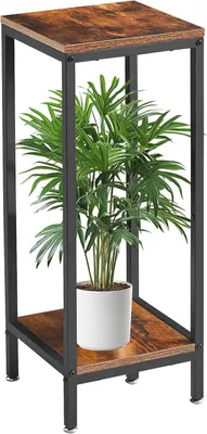 Productafbeelding van 30 inch hoge plantenstandaard binnen, 2 niveaus houten hoek plantenstandaard