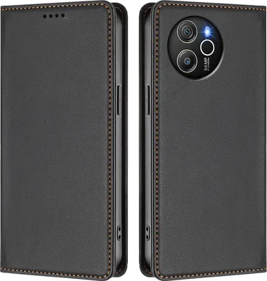 Image de Etui cuir pour Blackview Shark 8 / Oscal Tiger 12, étui magnétique en cuirPolyuréthaneavec support Noir