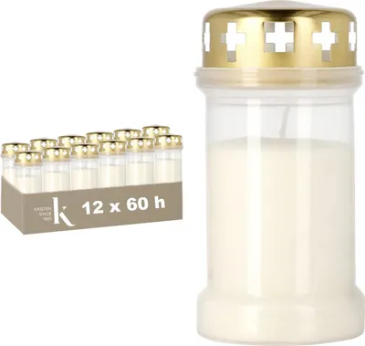 Image de KRISTEN Bougie funéraire traditionnelle - 60 heures d'éclairage - Blanc - Set de 24 pièces