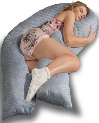 Produktbild von Traumreiter Seitenschläferkissen mit Memory Foam Körperunterstützung & Bezug Velour Deluxe, Grau, Größe L