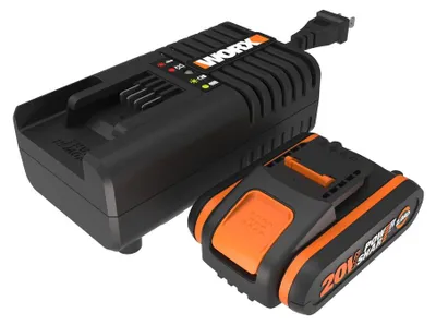 Image de Worx WA3601 Chargeur 20 V et kit de batterie avec 1x batterie 2,0 Ah + chargeur WA3880